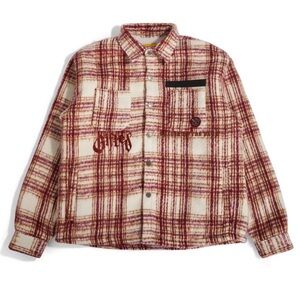 NWT GFTD LA Leaders Plaid Sherpa-Lined Jacket - White & Burgundy